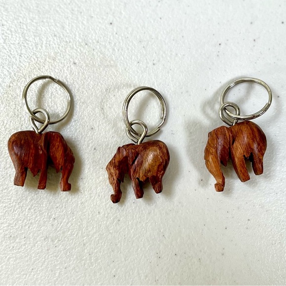 None Accessories - Artisan Wooden Elephant Keychains from Burkina Faso